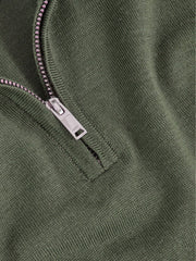 9-13 yrs Merino Wool Half-Zip Funnel Neck Jumper Kale Green | Children & Baby