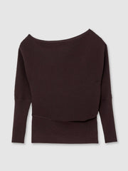 Asymmetric Draped Knitted Jumper Plum | Women