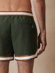 | Ché Stripe-Trim Swim Shorts Pine Green | Men