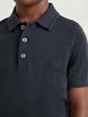 3-9 yrs Merino Wool Short Sleeve Polo Shirt Midnight Navy | Children & Baby
