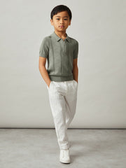 3-9 yrs Half-Zip Pointelle Polo Shirt Sage | Children & Baby