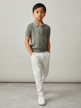 9-13 yrs Half-Zip Pointelle Polo Shirt Sage | Children & Baby