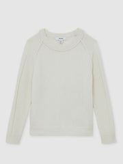 3-9 yrs Wool-Cashmere Reverse-Seam Jumper Off White | Children & Baby