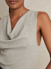 Ribbed Cowl-Neck Vest Grey Marl | Women