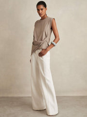 Cotton Drape T-Shirt Taupe Neutral | Women
