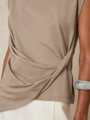 Cotton Drape T-Shirt Taupe Neutral | Women
