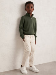 13-14 yrs Merino Wool Half-Zip Funnel Neck Jumper Kale Green | Children & Baby