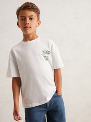 Cotton Motor Cars-Print T-Shirt White/Green | Children & Baby