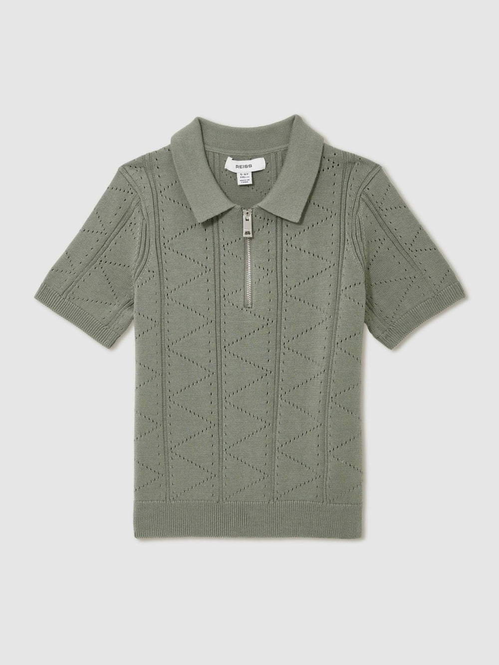 13-14 yrs Half-Zip Pointelle Polo Shirt Sage | Children & Baby