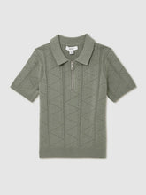 13-14 yrs Half-Zip Pointelle Polo Shirt Sage | Children & Baby
