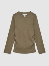 13-14 yrs Cotton Ruched Long-Sleeve T-Shirt with Stretch Khaki | Children & Baby