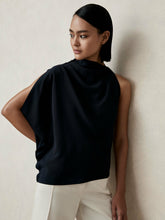 One-Shoulder Draped Top Navy | Women