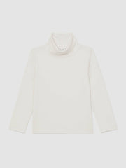 13-14 yrs Cotton-Jersey Roll-Neck Top with Stretch Ivory | Children & Baby