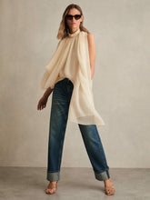 Draped Chiffon Sleeveless Top Ivory | Women