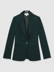 Wool-Blend Single-Breasted Suit Blazer Green | Women