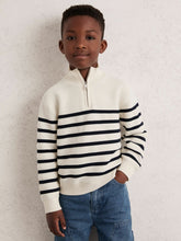 13-14 yrs Cotton-Blend Stripe Half-Zip Jumper White | Children & Baby
