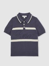 13-14 yrs Cotton Logo-Embossed Knit Polo Shirt Indigo Blue/White | Children & Baby