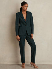 Petite Wool-Blend Single-Breasted Suit Blazer Green | Women
