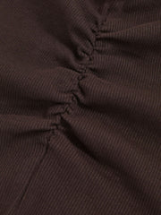 9-13 yrs Cotton Ruched Long-Sleeve T-Shirt with Stretch Chocolate | Children & Baby
