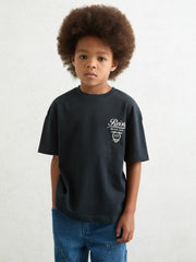 13-14 yrs Cotton Motor Cars-Print T-Shirt Washed Blue/White | Children & Baby