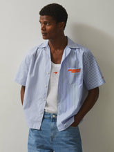 McLaren F1 Team Cuban Collar Striped Shirt Soft Blue/White | Men