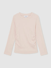 9-13 yrs Cotton Ruched Long-Sleeve T-Shirt with Stretch Pale Pink | Children & Baby