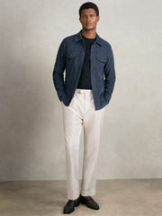 Cotton Corduroy Twin-Pocket Overshirt Airforce Blue | Men