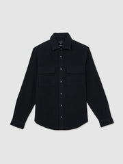 Moleskin-Cotton Twin-Pocket Overshirt Navy | Men