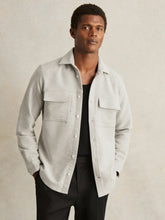 Moleskin-Cotton Twin-Pocket Overshirt Soft Grey Melange | Men