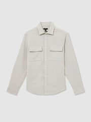 Moleskin-Cotton Twin-Pocket Overshirt Soft Grey Melange | Men