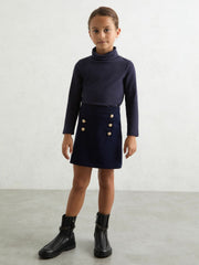 9-13 yrs Cotton-Jersey Roll-Neck Top with Stretch Navy | Children & Baby
