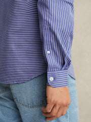 Cotton-Poplin Stripe Twin-Pocket Shirt Blue/White | Men