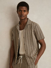 Zig-Zag Knit Cuban-Collar Shirt Tobacco Brown | Men