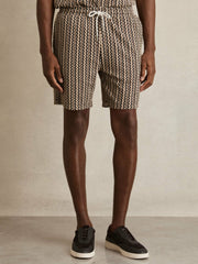 Zig-Zag Knit Drawstring Shorts Tobacco Brown | Men