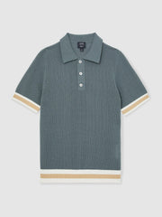 | Ché Cotton Knit Polo Shirt Airforce Blue | Men