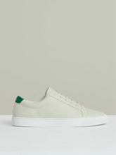 Tumbled-Leather Low-Top Trainers Off White/Green | Men