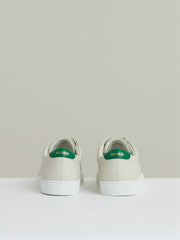 Tumbled-Leather Low-Top Trainers Off White/Green | Men