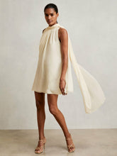 Draped Chiffon Sleeveless Mini Dress Ivory | Women