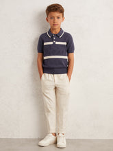 3-9 yrs Cotton Logo-Embossed Knit Polo Shirt Indigo Blue/White | Children & Baby
