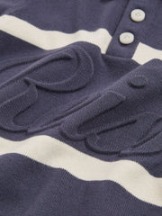 3-9 yrs Cotton Logo-Embossed Knit Polo Shirt Indigo Blue/White | Children & Baby