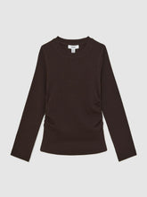 13-14 yrs Cotton Ruched Long-Sleeve T-Shirt with Stretch Chocolate | Children & Baby