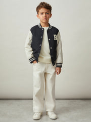 3-9 yrs Colour-Block Varsity Bomber Jacket Navy/ Off White | Children & Baby