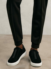 Suede Slip-On Elasticated Trainers Black | Men