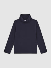 13-14 yrs Cotton-Jersey Roll-Neck Top with Stretch Navy | Children & Baby