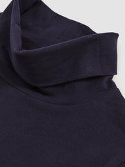 13-14 yrs Cotton-Jersey Roll-Neck Top with Stretch Navy | Children & Baby