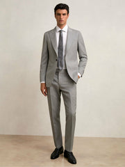 Slim-Fit Wool Single Breasted Suit Blazer Mid Grey | Men
