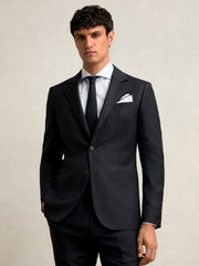 Slim-Fit Wool Single Breasted Check Suit Blazer Navy | Men