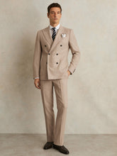 Slim-Fit Wool-Blend Double-Breasted Suit Blazer Oatmeal Brown | Men