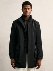 Hybrid Removable-Gilet Overcoat Black | Men