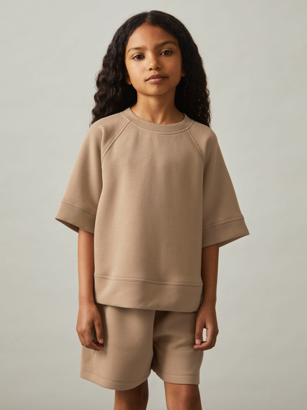 9-13 yrs Modal-Blend Sweatshirt And Shorts Set Mink | Children & Baby